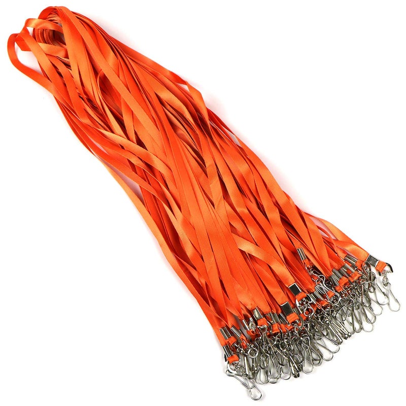 Beebel Orange Lanyards 100 Pcs Lanyard for Id Badges Flat Lanyard with Badge Clip with J-Hook (Orange) - Image 4